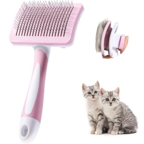Spazzola autopulente per animali domestici (rosa), per pelo lungo e corto, per cani e gatti. Rimuove efficacemente nodi e sottopelo.