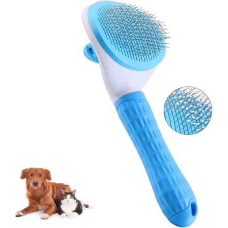 Spazzola autopulente per cani e pettine per gatti che rimuove efficacemente il 95% dei peli morti e della lanugine da cani e gatti a pelo corto e lungo (blu, 40496)