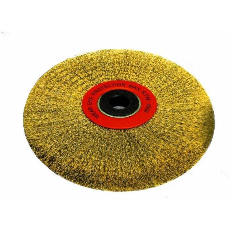 Image of Spazzola circolare d 100 disco per mola con fili in acciaio ottonato ondulati