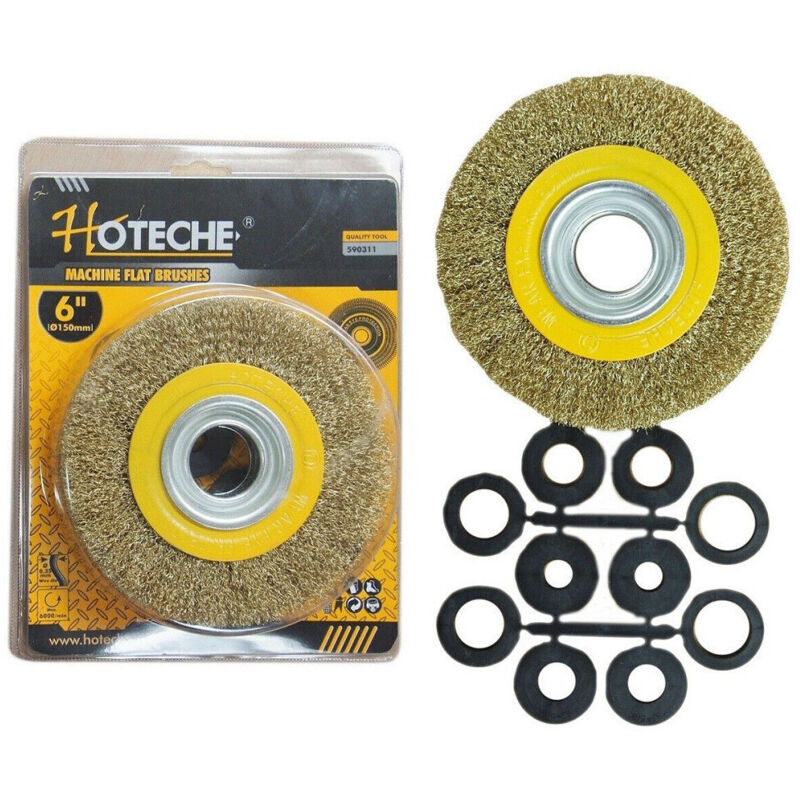 Trade Shop Traesio - Spazzola Circolare Disco Fili Acciaio 150 Mm 6'' Per Smerigliatrice Mola Da Banco -