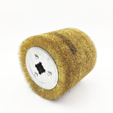 Spazzola circolare in nylon, spazzola abrasiva in nylon, 1 disco abrasivo in acciaio inossidabile per legno, lucidatura e levigatura di vernici, 120x120x110 mm (grana: filo grosso da 0,3 mm)