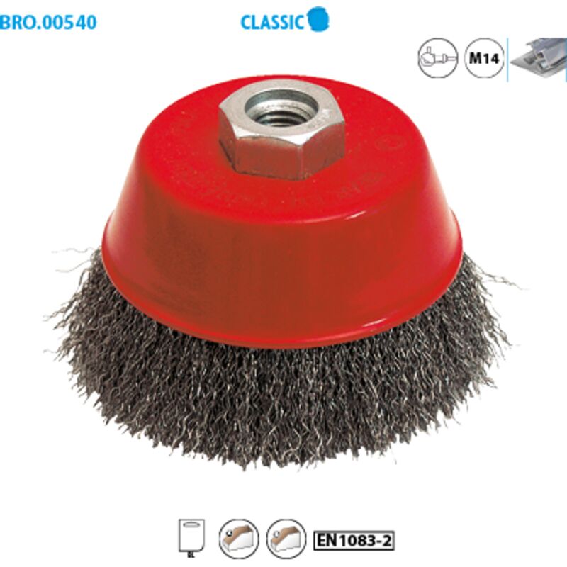 Spazzola conica in filo d'acciaio ondulato per metallo Classic ø 100 Filo 0,30 Confezione da 1