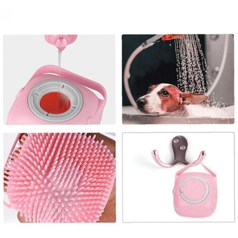 Spazzola da bagno in silicone per gatti, massaggiatore per shampoo, pettine per toelettatura cani, spazzola per doccia, scrubber per peli corti e lunghi