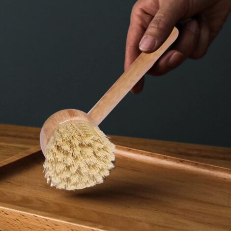 Spazzola da cucina in bambù, spazzola da padella in bambù con setole morbide  Accessori da cucina: spazzola per piatti per cucine, sale da pranzo, ristoranti, bar e mense