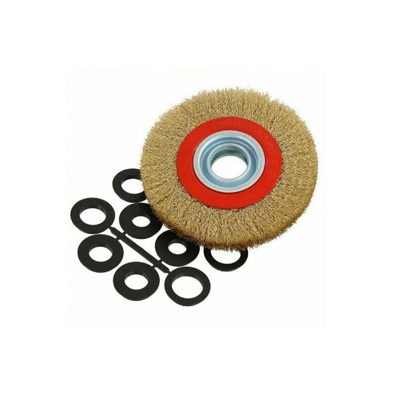 Image of Topolenashop - spazzola diametro 150MM disco fili in acciaio per mola smerigliatrice da banco