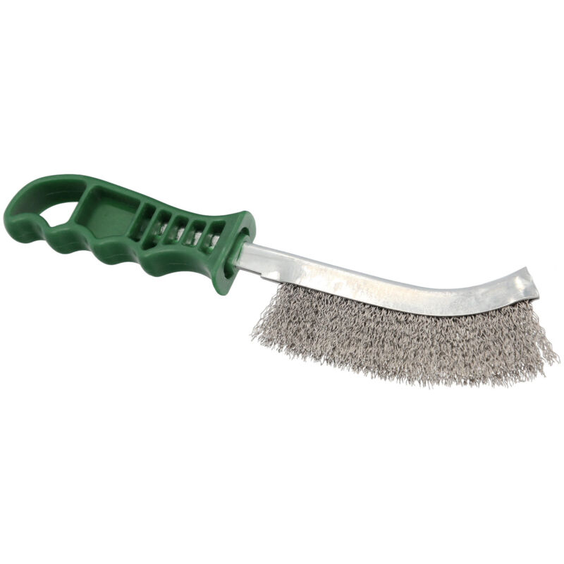 Spazzola in acciaio inox manico verde 25 cm