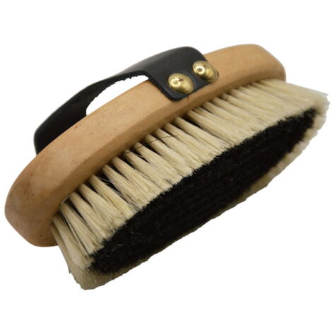 Spazzola in legno con passante in pelle con setole naturali 2 cm per cavalli