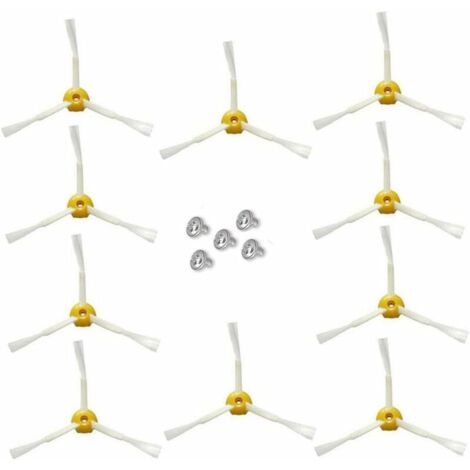 LUCKY-88 Spazzola laterale per irobot Roomba serie 500 600 700 (rosso, 10 spazzole laterali a 3 bracci)