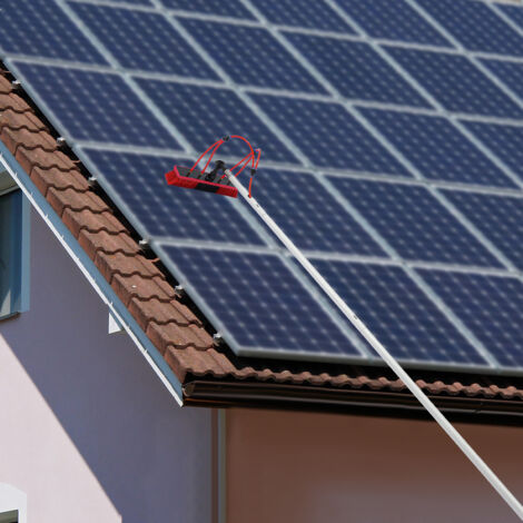 Spazzola lavaggio PV  5 metri lungo in alluminio  perfetto come set pulizia giardino d'inverno  pulitore terrazza tetto  ma anche pulizia sistemi PV  spazzola lavaggio stile telescopico 