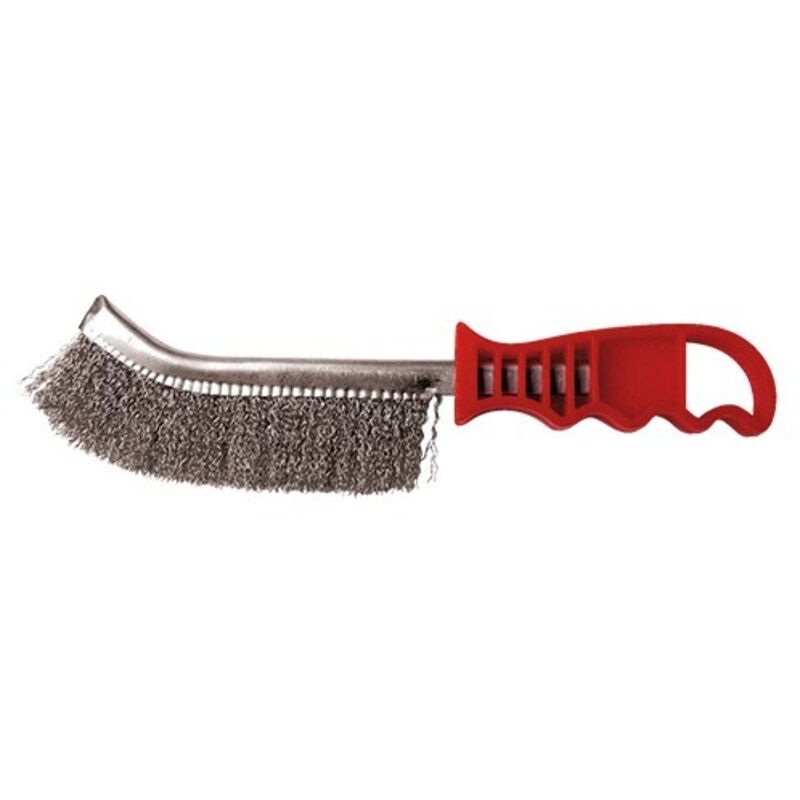 Leman - Spazzola manuale a mezzaluna manico in plastica filo d'acciaio ondulato 0,30mm legno, pietra e metallo - Spazzolatura dura 740.226