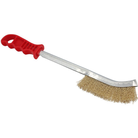 Spazzola Manuale in Acciaio Ottonato con Manico Rosso 34 cm.