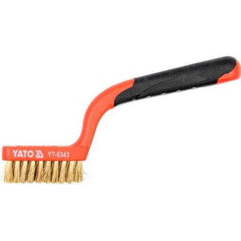 Spazzola metallica, filo di ottone, 3 file, manico in plastica / YT-6343 / yato