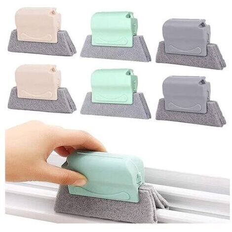 Spazzola multifunzionale per la pulizia (set da 6, grigio/verde/bige): per finestre, cucina e bagno, design creativo e portatile