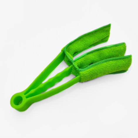 Spazzola multiuso per la pulizia delle bocchette dell'aria dell'auto - Manico in microfibra per tapparelle, finestre, tastiere, lenzuola, alette parasole, verde