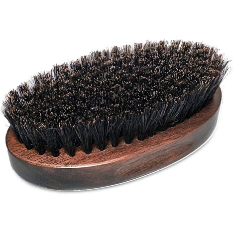 Spazzola per barba con setole di cinghiale per uomo, manico in stile noce, spazzola lisciante per barba, regalo per uomo, nero e marrone,