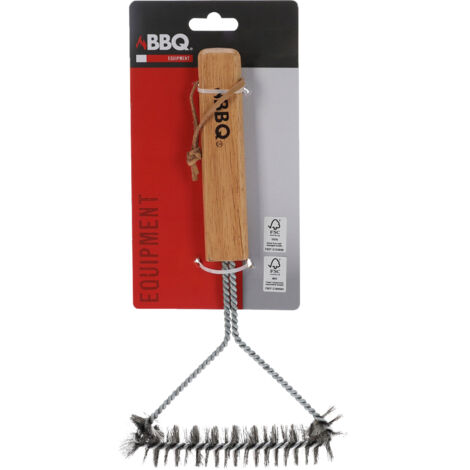 Spazzola per barbecue 30 X 14 cm in legno ergonomico - BBQ