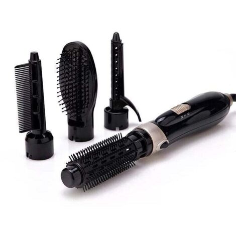 Spazzola per capelli riscaldata con setole in silicone, nera