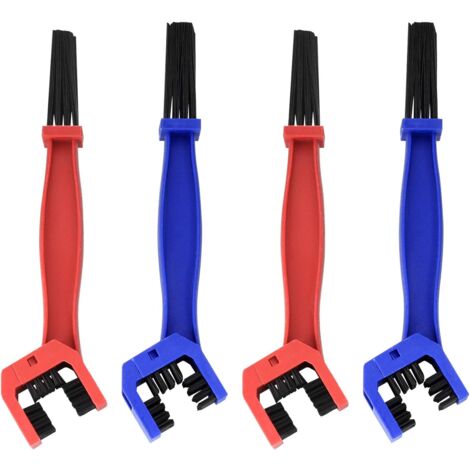 Spazzola per catena di moto, spazzola per la pulizia della bicicletta, spazzola per la pulizia della catena e MTB per scooter, bicicletta, grasso per catena di moto (rosso, blu)