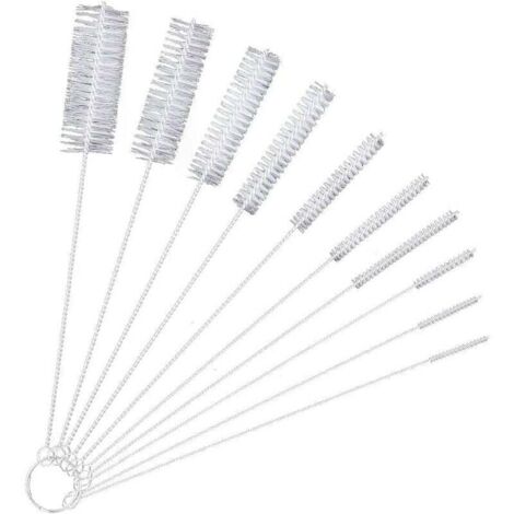 Spazzola per la pulizia dei tubi, kit da 10 pezzi per la pulizia di tazze, biberon, cannucce, thermos, vari contenitori, bianco