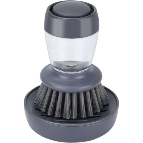 Spazzola per piatti con dispenser di sapone Spazzola per piatti, pentole e lavello Spazzola per piatti con supporto (manico grigio e setole in nylon)