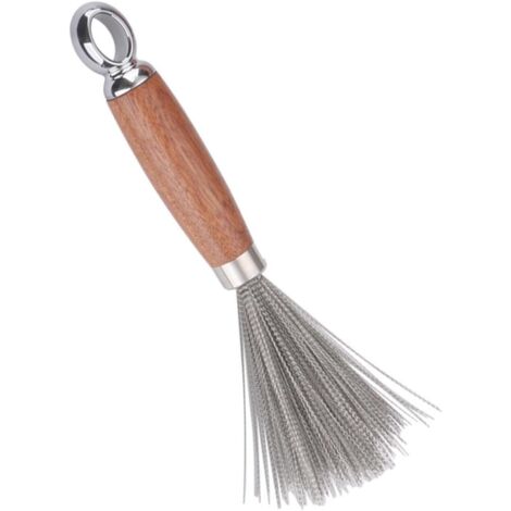 Spazzola per pulizia in acciaio inossidabile, spugna per pulizia resistente con manico lungo in legno - Antiruggine, durevole ed efficace per pulire piatti e lavello.