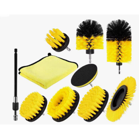 Spazzola per trapano, kit di pulizia da 10 pezzi per trapano elettrico, cacciavite, spazzola per cerchioni, cucina, bagno, vasca da bagno, piastrelle, pavimento, tessuto