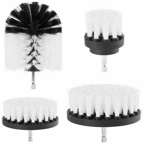 Bianco YIHATA Spazzola per Trapano 4 Pezzi Set di Pulizia Perfetto per la Pulizia Toilette Cucina Bagno Doccia Piastrelle Lavello Auto 