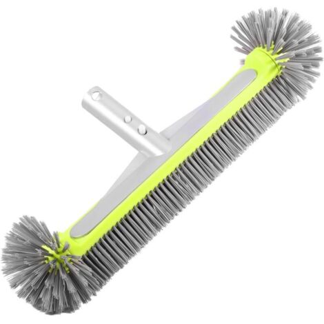 Spazzola professionale resistente per pareti e piastrelle della piscina, testina rotonda da 44,5 cm con robusto manico in alluminio, setole in nylon di alta qualità con clip EZ.
