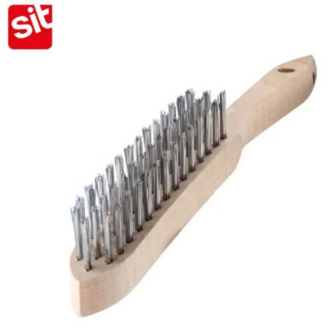 SPAZZOLA SIT A MANO PUNZONATA IN ACCIAIO CON MANICO LEGNO