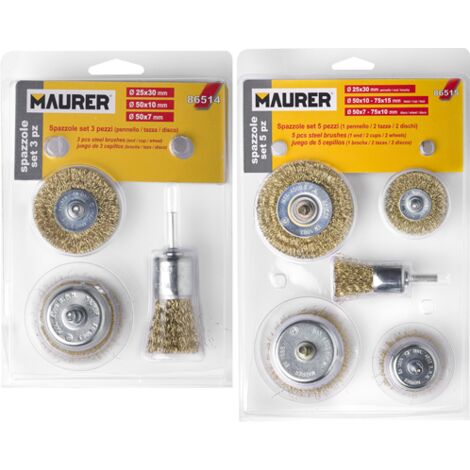 SPAZZOLE ACCIAIO MAURER SET 3 PZ - CF. IN BLISTER