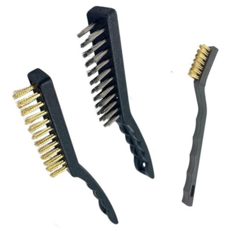 Spazzole In Acciaio Set 3 Spazzole Raschietti Per Metallo Rame Ferro Ottone07056