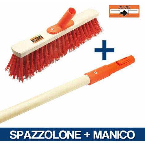 SPAZZOLONE INDUSTRIALE CON ZOCCOLO IN LEGNO CM 40 CON/SENZA MANICO 35633V SPAZZOLONE + MANICO (35633+35635)