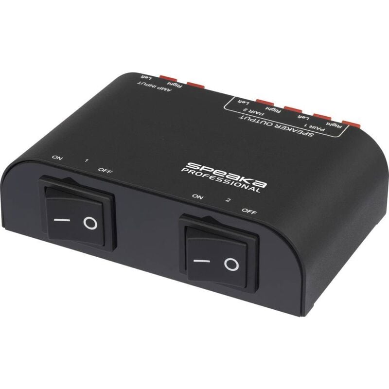 Speaka Professional - 2 Porte Commutatore per altoparlanti Terminale a morsetto Contenitore in metallo Nero