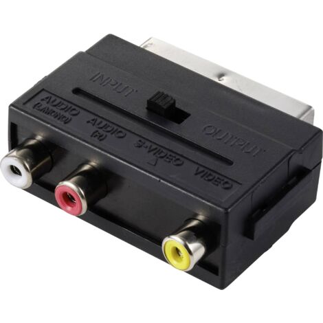 SpeaKa Professional SP-13442696 Cinch-RCA / péritel Adaptateur [3x Cinch-RCA femelle - 1x péritel mâle] noir avec commutateur-inverseur Y878413