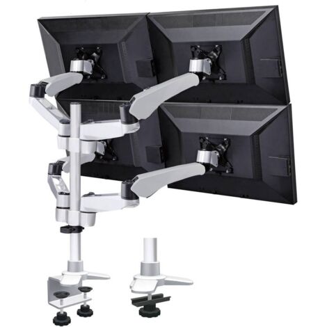 SpeaKa Professional SP-3957076 Flex 4 vie Supporto da tavolo per monitor 25,4 cm (10) - 68,6 cm (27) Nero, Argento Re