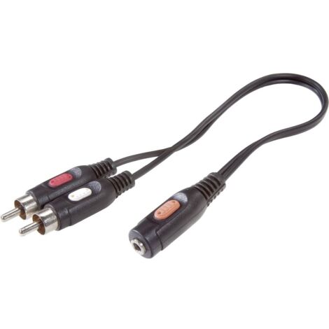 SpeaKa Professional SP-7870256 Cinch-RCA / Jack audio Câble de raccordement [2x Cinch-RCA mâle - 1x Jack femelle 3.5 mm - noir