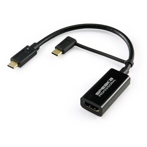SpeaKa Professional SP-9015340 HDMI Câble adaptateur [1x HDMI femelle - 1x USB-C® mâle] noir blindage par tresse 15.00 cm A326232