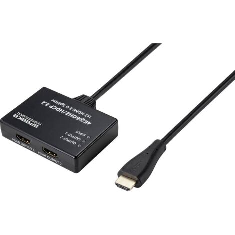 SpeaKa Professional SP-9443508 1+2 Porte Distributore, splitter HDMI Nero