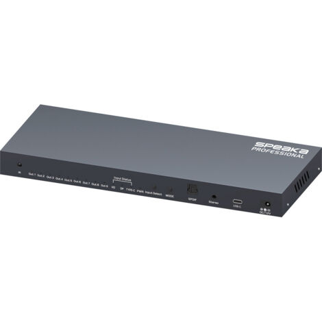 SpeaKa Professional SP-WC-200  HDMI-Matrix-Splitter mit Fernbedienung, Ultra HD-fähig 1980 x 1080 Pi