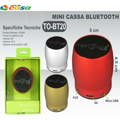 Speaker cassa altoparlante bluetooth charge wifi usb riproduzione fino a 5ore
