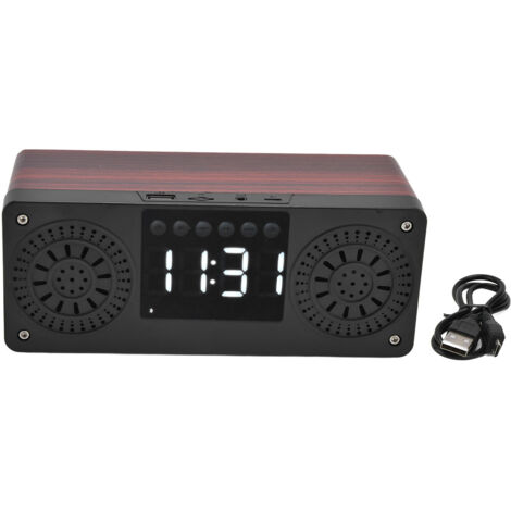 Speaker Red Double Speaker Digital Display Clock 360° Three Dimensional Surround Wooden Speaker Subwoofer