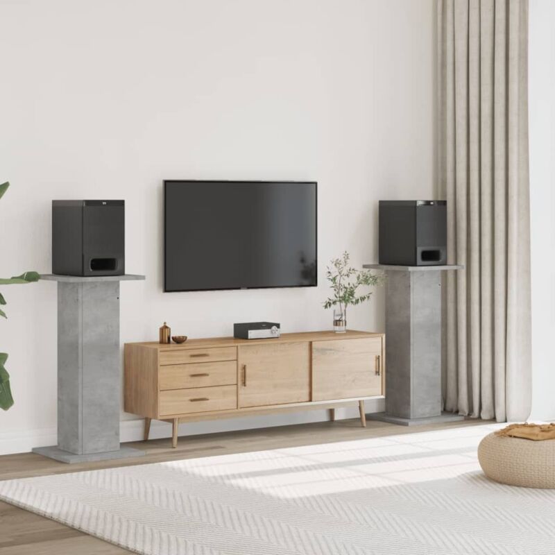 Speaker Stands 2 Pcs Concrete Grey 30x30x95 Cm Engineered Wood Vidaxl