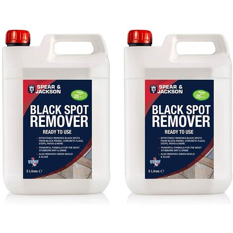 Spear and Jackson 2 x 5L Black Spot Remover and Destroyer - Ready to Use for Natural stone, Concrete, Paving slabs, Indian Sandstone & Limestone