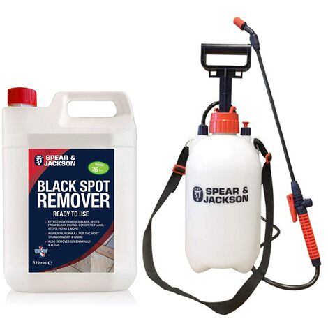 Spear and Jackson 5L Black Spot Remover - 5L Garden Pressure Sprayer - Path Cleaner Ready To Use - Mould Remover, Algae Remover