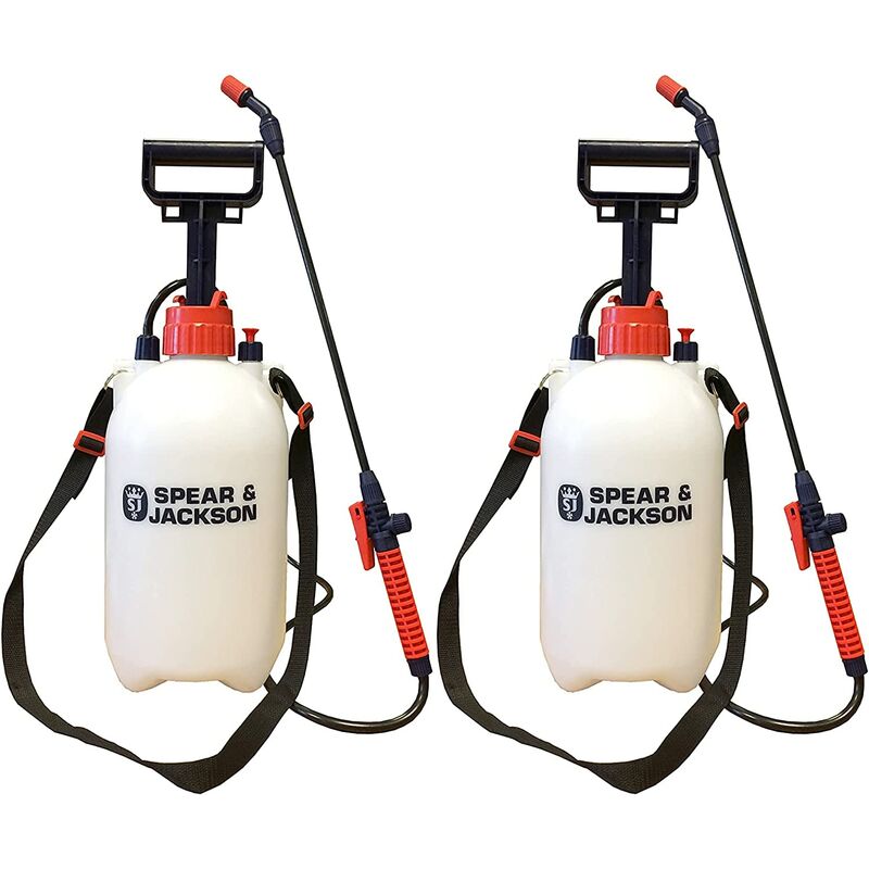 Spearjackson - Spear and Jackson - Garden Sprayer - 2 x 5 Litre Pressure Sprayer - Use to Spray Mould Remover, Lichen Remover, Algae Remover and
