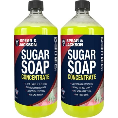 Spear and Jackson Sugar Soap Concentrate 2 x 1 Litre - Cleaning Walls, Grease, Grime, Dirt and Stain Remover, Kitchen Degreaser, Versatile Cleaner