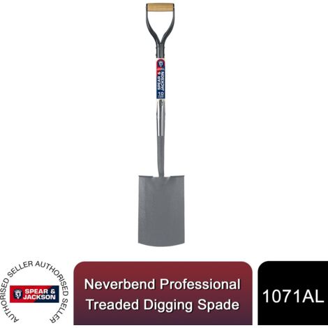 Spear & Jackson 1071AL Neverbend Professional Treaded Digging Spade - Durable Steel