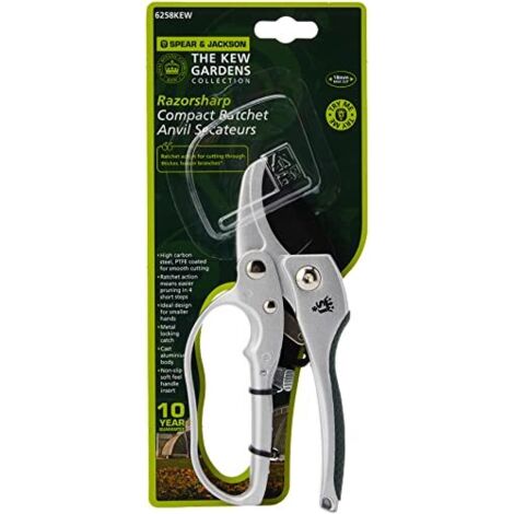 Spear & Jackson 6258KEW Kew Gardens Collection Cesoie a incudine compatte, a cricchetto