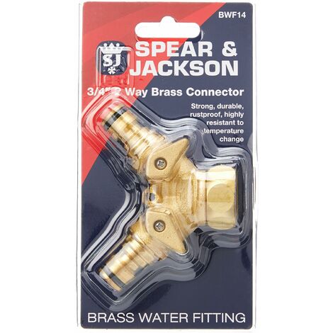 Spear & Jackson BWF14 Connettore per rubinetto a 2 vie in ottone da 3/4"
