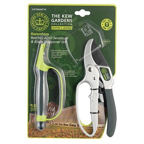 Spear & Jackson CUTTINGSET1K Set di cesoie a cricchetto e temperino della collezione Kew Gardens